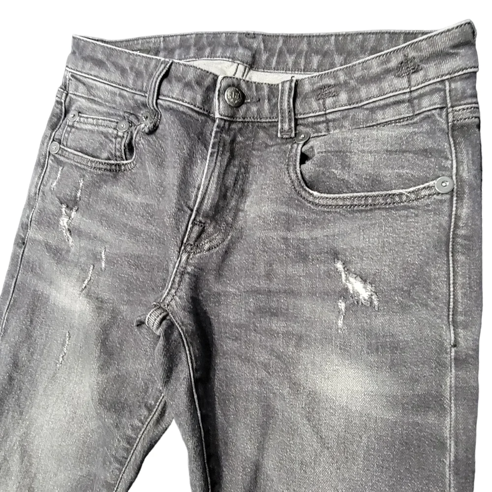R13 Distressed Boy Skinny Ripped in Black Gray Medium Rise R13W0088 212 Jeans 25 - Picture 8 of 16